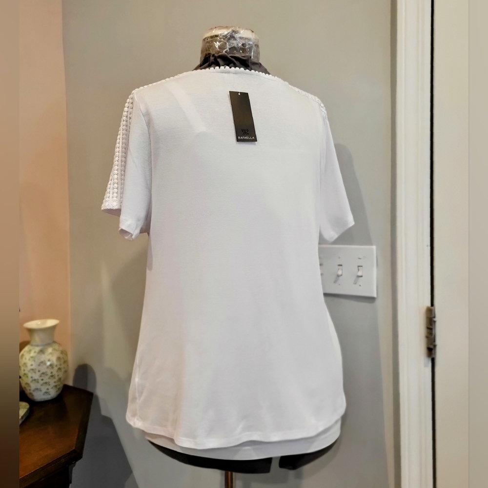 NWT 2X Rafaella White 100% Cotton Knit Top - Picture 9 of 13